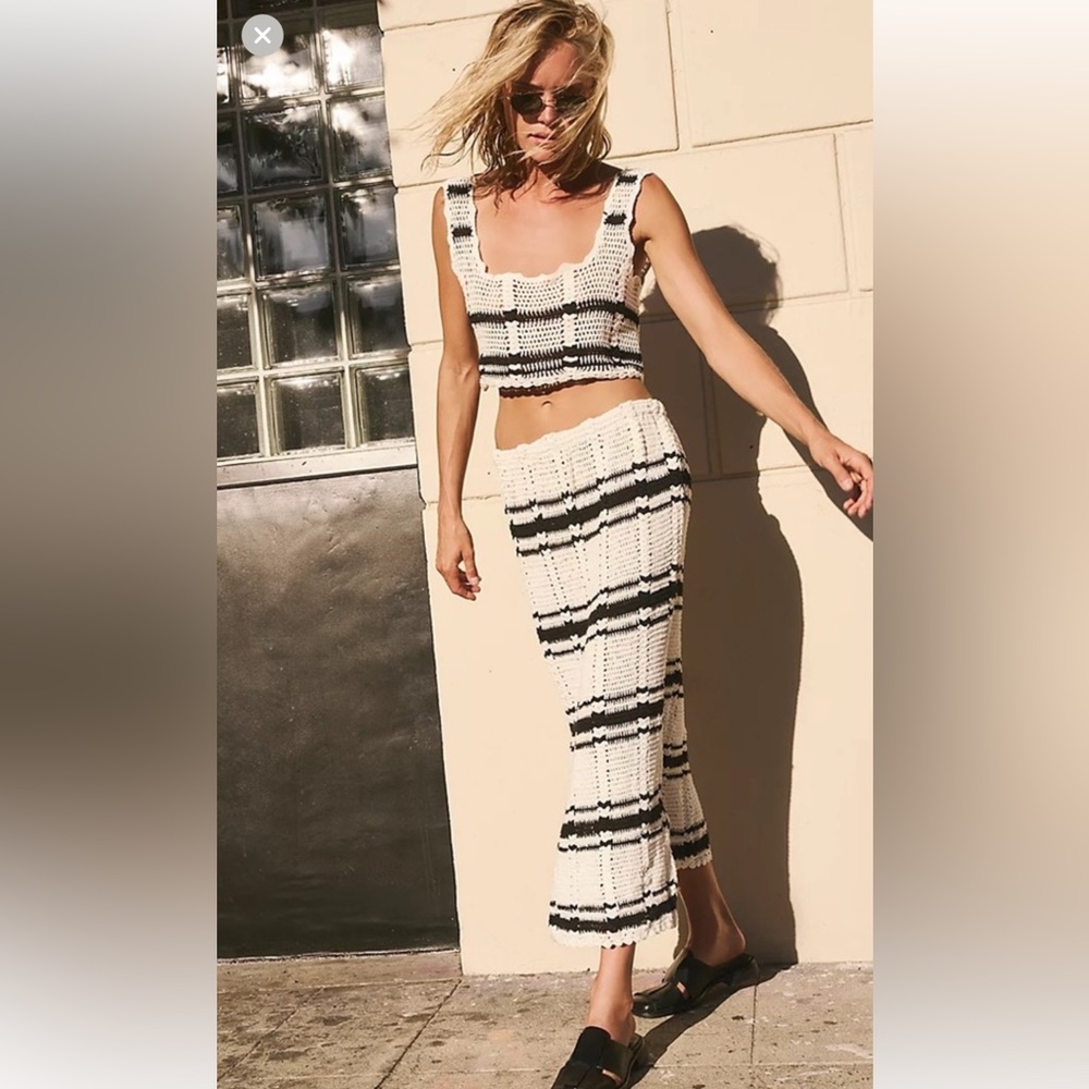 Women’s Free People Donni Sweater Set Midi Skirt Tank Crochet Coverup-Small NWOT